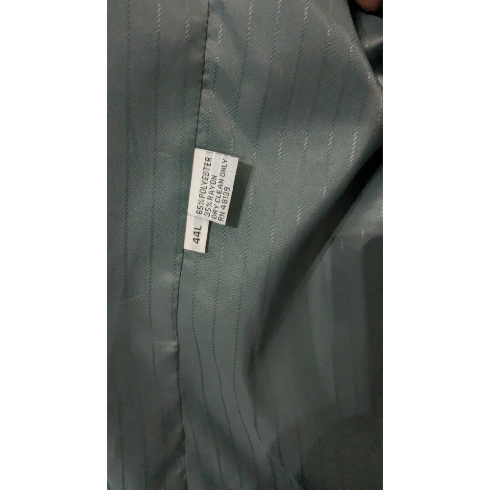 EJ Samuel 3pc Suit Sage Green Urban 4 Button Blazer Pleated Pants 44L - 38X32